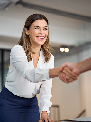 Woman shaking hands